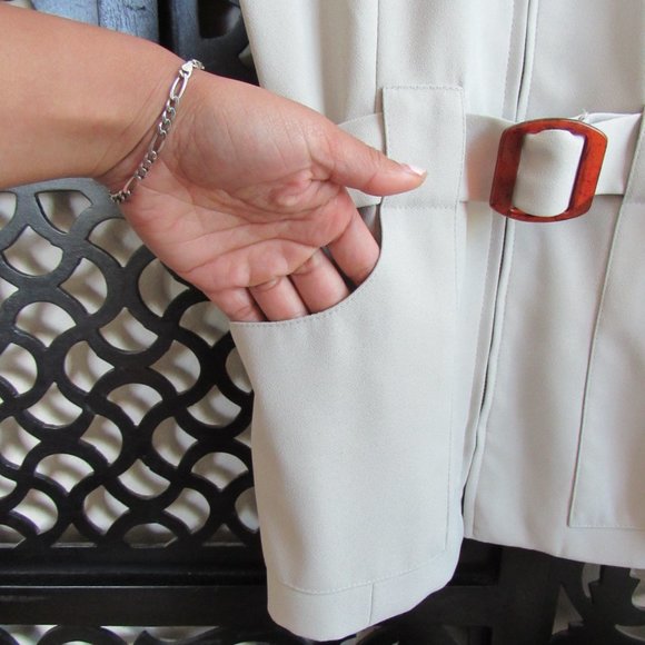 VINTAGE 90s DESIGNER FASHION BELTED ZIP TOP SUIT BLAZER Tortoise Accents Size-12 - Picture 7 of 12